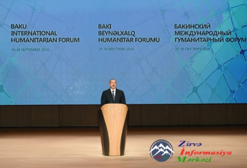 İlham Əliyev V Beynəlxalq Humanitar Forumun rəsmi açılış mərasimində iştirak edib